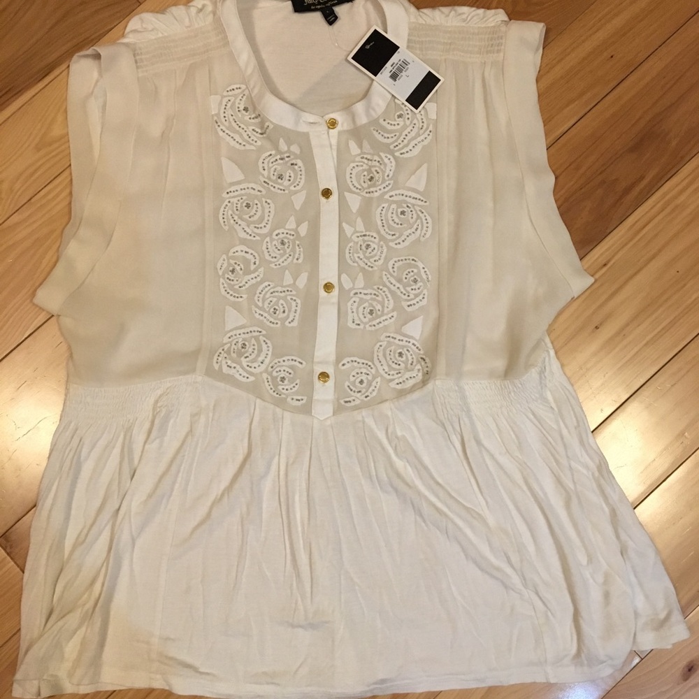 Juicy Couture beaded floral top